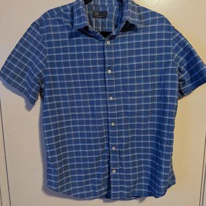 Men's Gap blue and white checkered button up shirt.